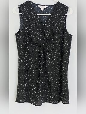a:glow Knot Front Black Polka Dot Sleeveless  Maternity Top - XS
